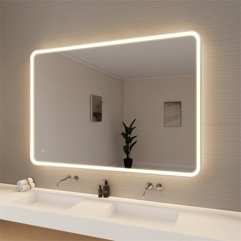 Elegant Kitchen and Bath 60 Round Led Front and Backlit Wall Mirror in Silver