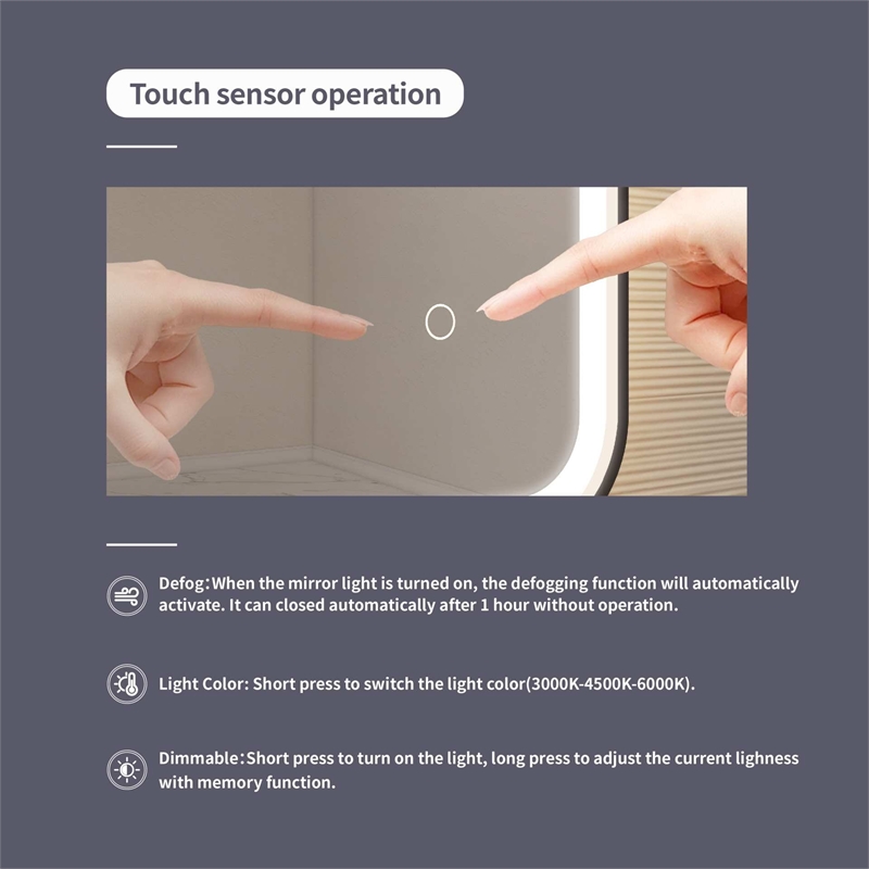 Elegant Kitchen and Bath 72 Round Led Front and Backlit Wall Mirror in Black