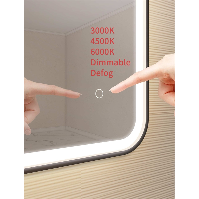 Elegant Kitchen and Bath 72 Round Led Front and Backlit Wall Mirror in Black