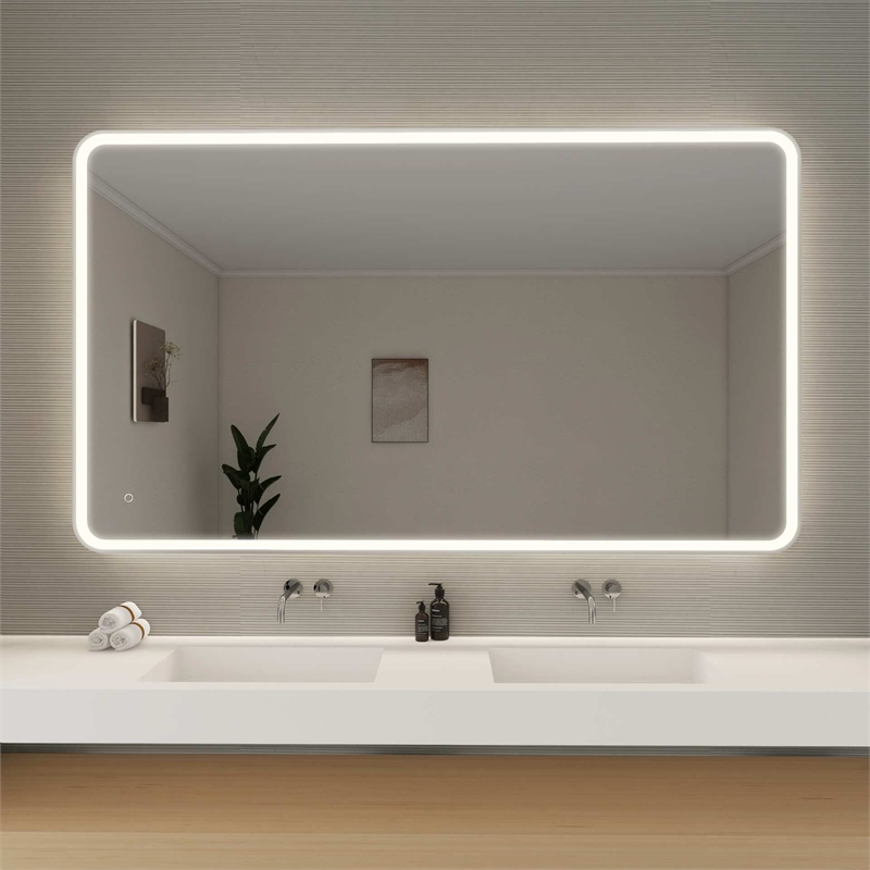 Elegant Kitchen and Bath 72 Round Led Front and Backlit Wall Mirror in Silver