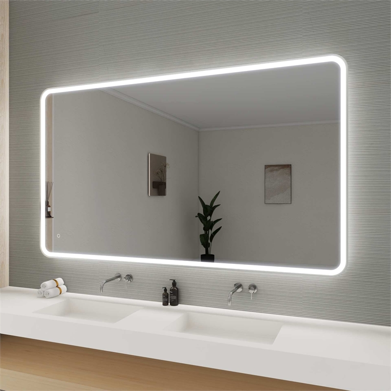 Elegant Kitchen and Bath 72 Round Led Front and Backlit Wall Mirror in Silver