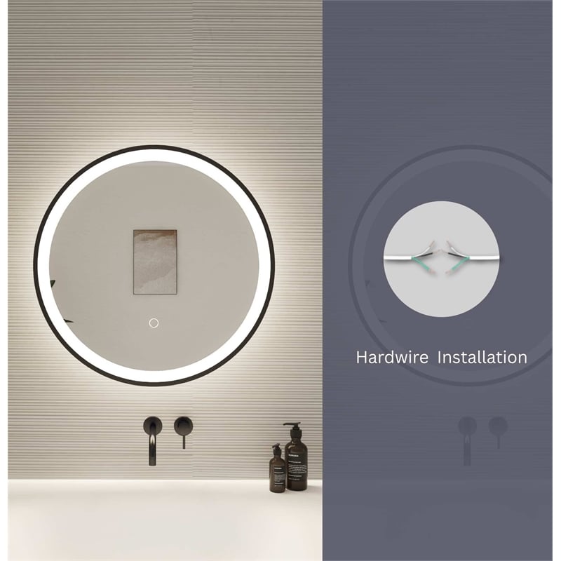 Elegant Kitchen and Bath 21 Round Led Front and Backlit Wall Mirror in Silver