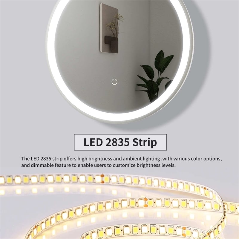 Elegant Kitchen and Bath 21 Round Led Front and Backlit Wall Mirror in Silver