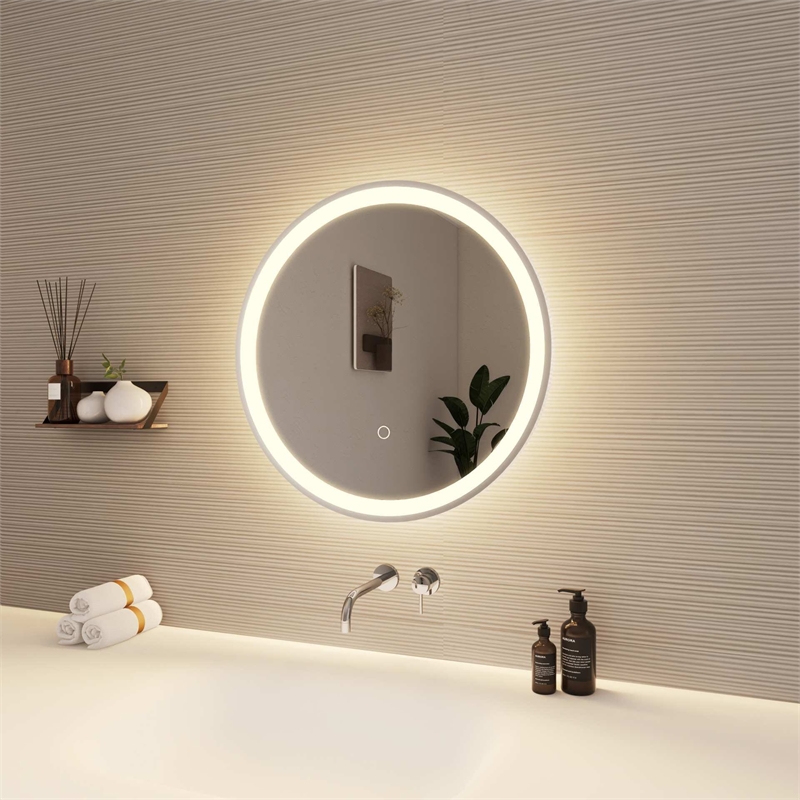 Elegant Kitchen and Bath 21 Round Led Front and Backlit Wall Mirror in Silver
