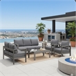 5-Piece Modern Aluminum Patio Conversation Set - 7-Seat Outdoor - Dark Gray