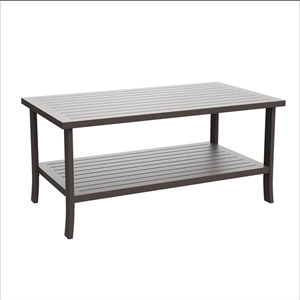 37&quot x 21 Brown &quot Rectangular Metal Outdoor Coffee - 2-Tier All-Weather