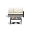 2-Piece Wicker Patio Conversation Set with Beige Cushions & Coffee Table