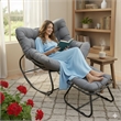 Dark Gray Egg Rocking Chair - Ottoman - All-Weather Wicker - Cushions