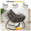 Dark Gray Egg Rocking Chair - Ottoman - All-Weather Wicker - Cushions