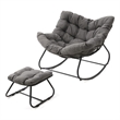 Dark Gray Egg Rocking Chair - Ottoman - All-Weather Wicker - Cushions