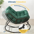 Light Green Egg Rocking Chair - Ottoman - All-Weather Wicker - Cushions