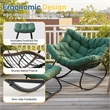Light Green Egg Rocking Chair - Ottoman - All-Weather Wicker - Cushions