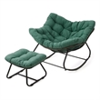 Light Green Egg Rocking Chair - Ottoman - All-Weather Wicker - Cushions