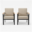 2 Pieces Havey-Duty Metal Outdoor Patio Armchair Set - All-Weather - Beige