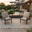 2 Pieces Havey-Duty Metal Outdoor Patio Armchair Set - All-Weather - Beige