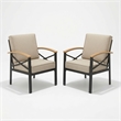 2 Pieces Havey-Duty Metal Outdoor Patio Armchair Set - All-Weather - Beige