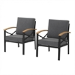2 Pieces Havey-Duty Metal Outdoor Patio Armchair Set - All-Weather - Gray