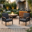 2 Pieces Havey-Duty Metal Outdoor Patio Armchair Set - All-Weather - Gray