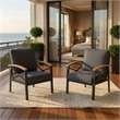 2 Pieces Havey-Duty Metal Outdoor Patio Armchair Set - All-Weather - Gray