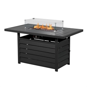 54.3&quot Outdoor Patio Black Aluminum Fire Pit Table - 50000 BTU CSA Certified