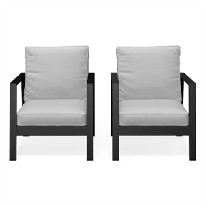 28&quot All-Weather Aluminum Patio Armchairs - Thick Light Gray (Set of 2)