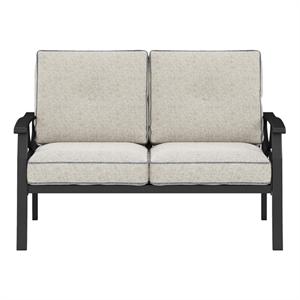 48&quot All-Weather Metal Loveseat 2 Seats Couch Sofa - Black Frame - Gray