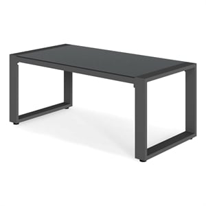 44&quot x 22&quot All-Weather Aluminum Outdoor Gray Coffee Table - Tempered Glass