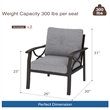 All-Weather Metal Armchairs - Khaki Frame with Gray Cushions (Set of 2)