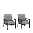 All-Weather Metal Armchairs - Khaki Frame with Gray Cushions (Set of 2)