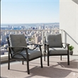 All-Weather Metal Armchairs - Khaki Frame with Gray Cushions (Set of 2)