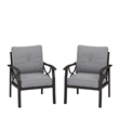 All-Weather Metal Armchairs - Khaki Frame with Gray Cushions (Set of 2)