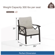 All-Weather Metal Armchairs - Khaki Frame with Beige Cushions (Set of 2)
