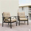 All-Weather Metal Armchairs - Khaki Frame with Beige Cushions (Set of 2)