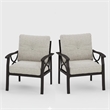 All-Weather Metal Armchairs - Khaki Frame with Beige Cushions (Set of 2)