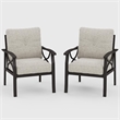 All-Weather Metal Armchairs - Khaki Frame with Beige Cushions (Set of 2)