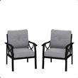 All-Weather Metal Armchairs - Black Frame with Gray Cushions (Set of 2)