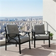 All-Weather Metal Armchairs - Black Frame with Gray Cushions (Set of 2)