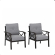 All-Weather Metal Armchairs - Black Frame with Gray Cushions (Set of 2)