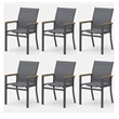 Grey Aluminum Outdoor Patio Chair - All Weather Textilene Patio (Set of 6)