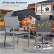 Grey Aluminum Outdoor Patio Chair - All Weather Textilene Patio (Set of 6)