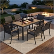 Grey Aluminum Outdoor Patio Chair - All Weather Textilene Patio (Set of 6)