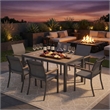 Grey Aluminum Outdoor Patio Chair - All Weather Textilene Patio (Set of 6)