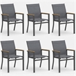 Grey Aluminum Outdoor Patio Chair - All Weather Textilene Patio (Set of 6)