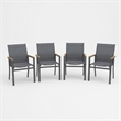 Grey Aluminum Outdoor Patio Chair - All Weather Textilene Patio (Set of 4)