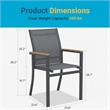 Grey Aluminum Outdoor Patio Chair - All Weather Textilene Patio (Set of 4)
