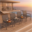 Grey Aluminum Outdoor Patio Chair - All Weather Textilene Patio (Set of 4)