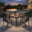 Grey Aluminum Outdoor Patio Chair - All Weather Textilene Patio (Set of 4)