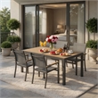 Grey Aluminum Outdoor Patio Chair - All Weather Textilene Patio (Set of 4)