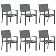 Heavy Duty Metal Grey Outdoor Patio - All Weather Textilene (Set of 6)