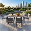Heavy Duty Metal Grey Outdoor Patio - All Weather Textilene (Set of 6)
